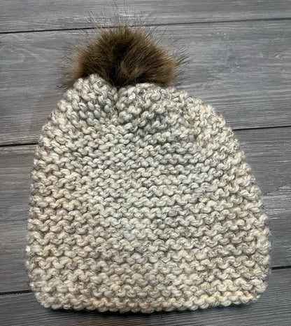 Buttoned Up Gray Wash Beanie