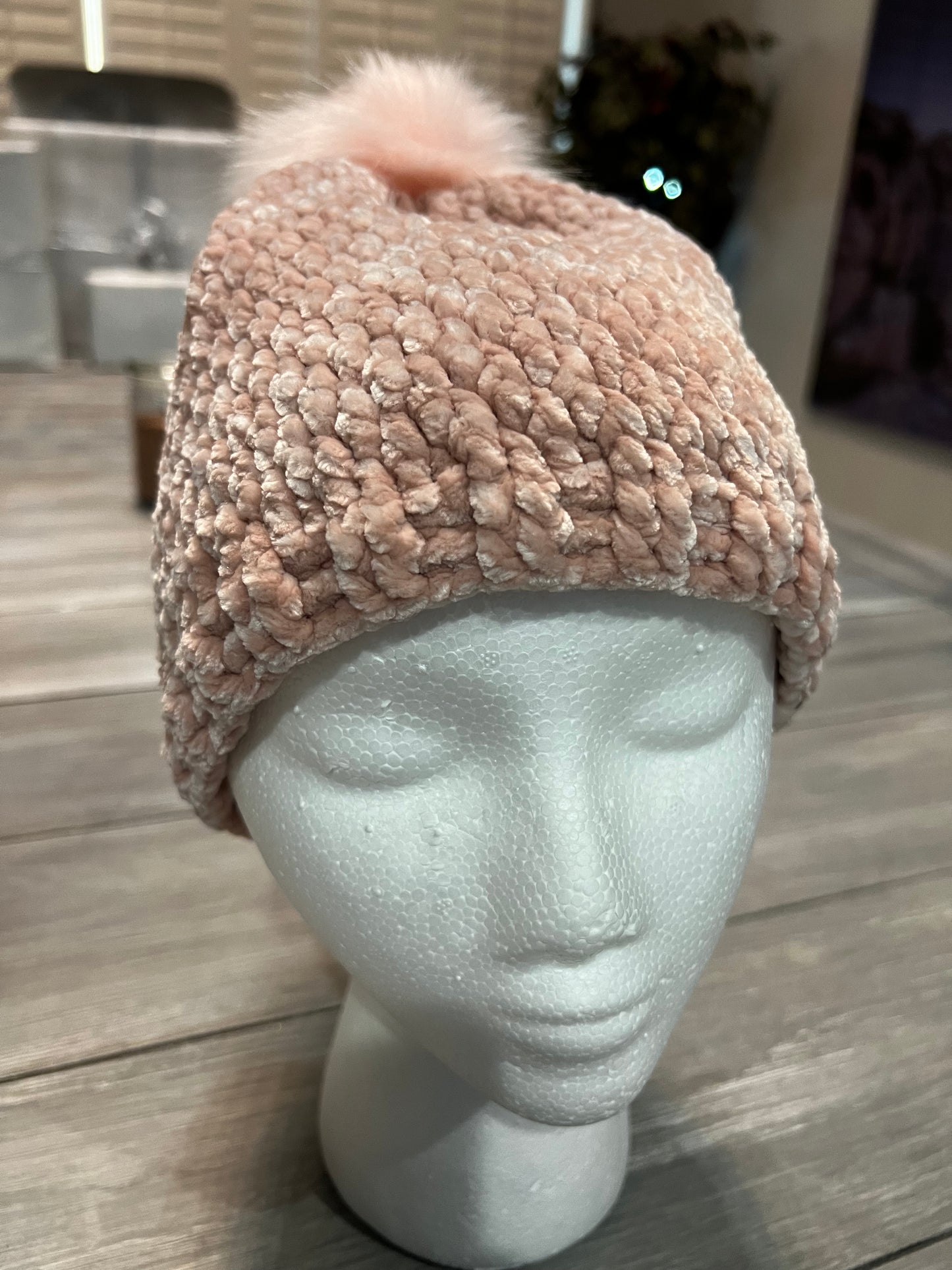 Pink Velvet Beanie