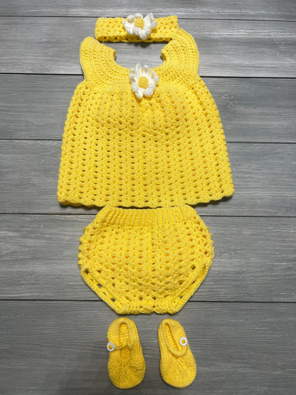 Yellow Daisy Baby Dress Set